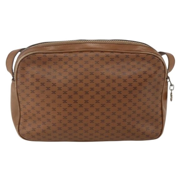 Authentic CELINE Macadam Canvas Shoulder Bag PVC Brown Gold - Picture 10 of 16